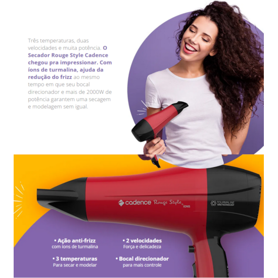 Secador Cabelos 2200W Cadence Sec560 220 Vermelho Secador Cabelos 2200W Cadence Sec560 220 Vermelho