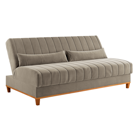 Sofa Cama Duna Reclinavel Moveis Viero Veludo Pérola