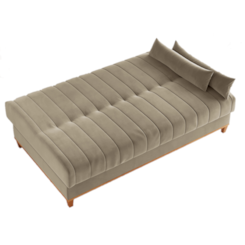 Sofa Cama Duna Reclinavel Moveis Viero Veludo Pérola
