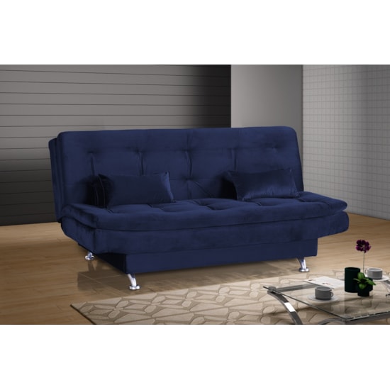 Sofá Cama Salomé 3 Lugares Matrix Azul 433 Sofá Cama Salomé 3 Lugares Matrix Azul 433
