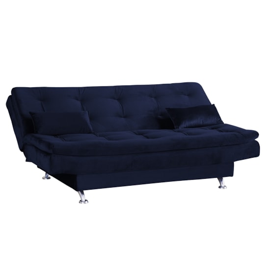 Sofá Cama Salomé 3 Lugares Matrix Azul 433 Sofá Cama Salomé 3 Lugares Matrix Azul 433