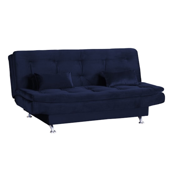 Sofá Cama Salomé 3 Lugares Matrix Azul 433 Sofá Cama Salomé 3 Lugares Matrix Azul 433