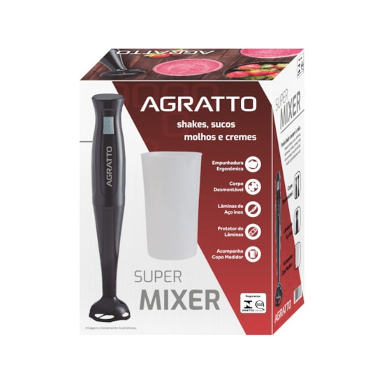 Super Mixer Copo 200W Mx-02 Agratto 220V Preto Super Mixer Copo 200W Mx-02 Agratto 220V Preto