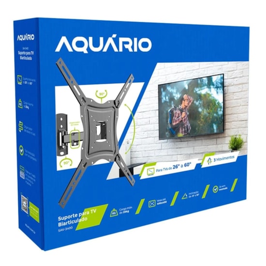 Suporte Biarticulado 3 Movimentos 26 A 60 Polegadas Preto