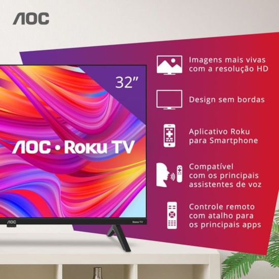 Televisor Smart 32P Led Aoc Roku Preto Televisor Smart 32P Led Aoc Roku Preto