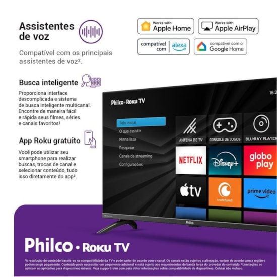 Televisor Smart 32P Philco Roku Tv Led Preto