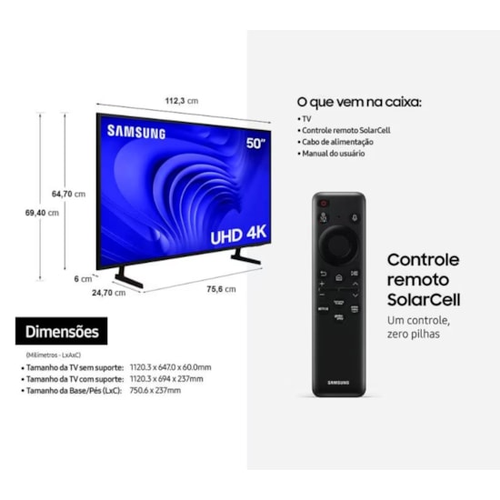 Televisor Smart 50P Uhd 4K Samsung Preto