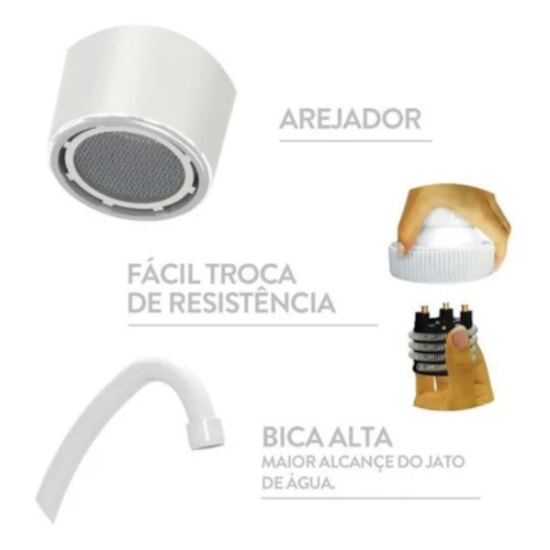 Torneira Eletrica B Alta Balcao 220/4400W Br Branco