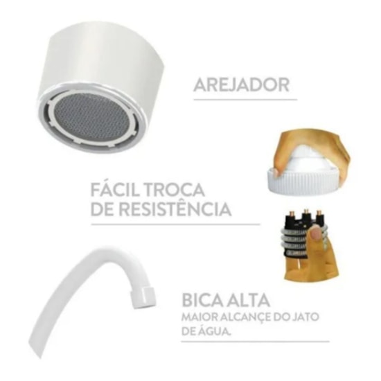 Torneira Eletrica B Alta Parede 220/4400W Bco Branco