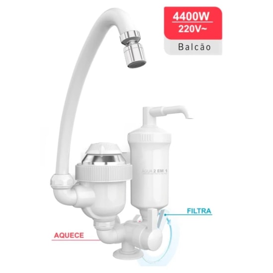 Torneira Eletrica E Filtro Agua 2 Em 1 220V 4400W Balcao Br Branco