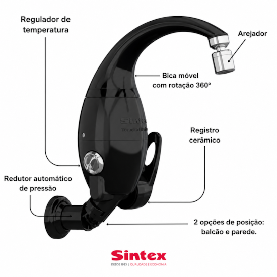 Torneira Eletrônica 220V 7000W Preta Preto