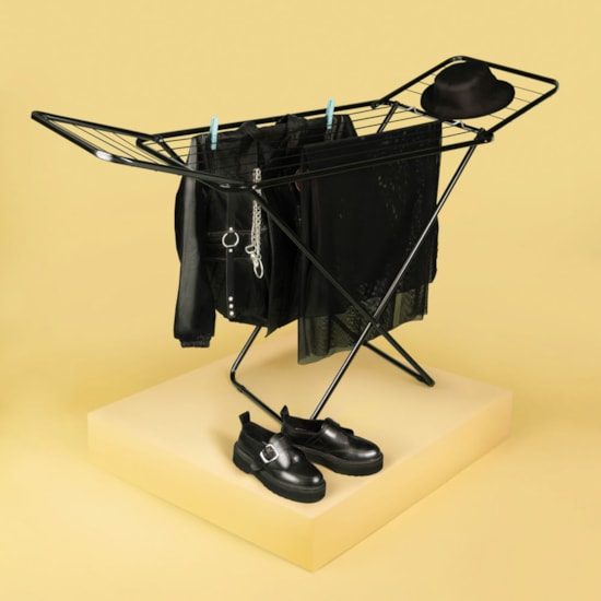 Varal De Chão Com Abas Slim Mor 15Kg Mor Preto Varal De Chão Com Abas Slim Mor 15Kg Mor Preto