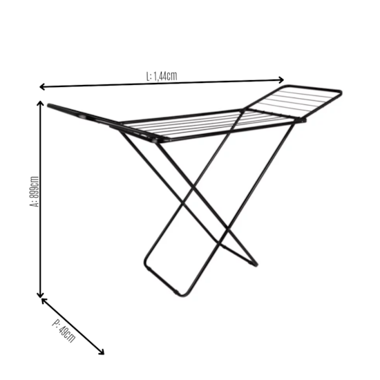 Varal De Chão Com Abas Slim Mor 15Kg Mor Preto Varal De Chão Com Abas Slim Mor 15Kg Mor Preto