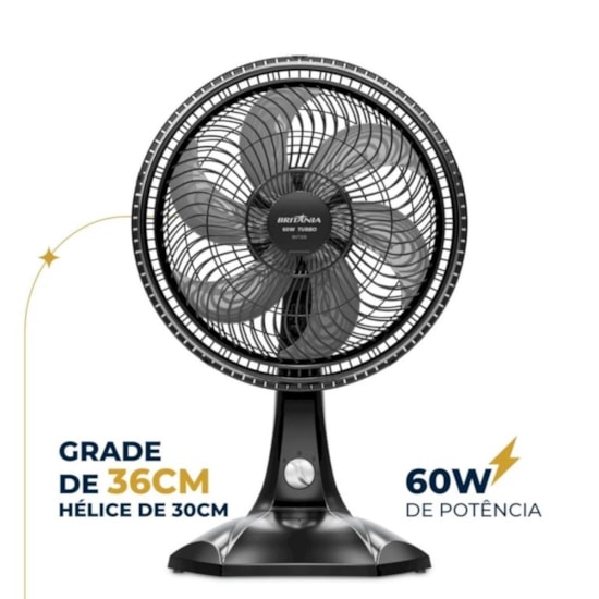 Ventilador Bvt301 6 Pas Turbo Britania Preto Ventilador Bvt301 6 Pas Turbo Britania Preto