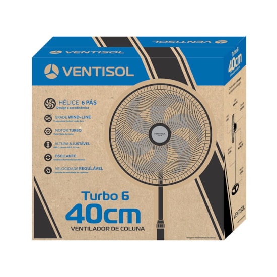 Ventilador Coluna 40Cm Turbo 6 Pas 220V Bronze Ventilador Coluna 40Cm Turbo 6 Pas 220V Bronze