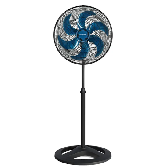 Ventilador Coluna 50Cm Turbo 6 Pas 220V Preto Helice Azul