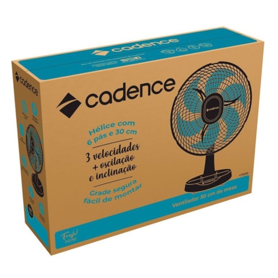 Ventilador Mesa 30Cm Vtr310 Cadence 220V Preto Azul