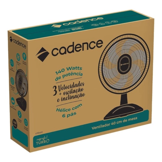 Ventilador Mesa 40Cm Refresh Turbo 220V Cadence Preto