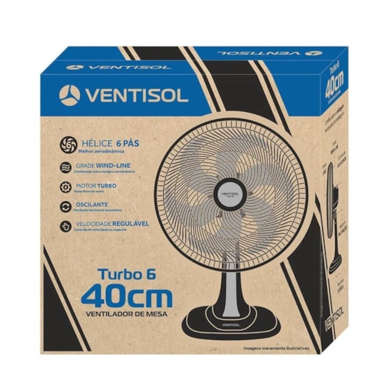 Ventilador Mesa Tbo 6P 40Cm Ventisol 220 Hélice Vermelha