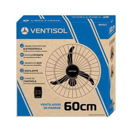 Ventilador Parede 60Cm Premium Ventisol Preto