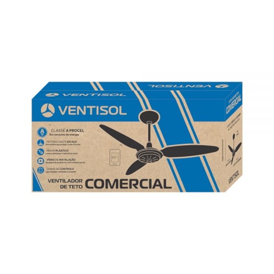 Ventilador Teto Comercial Ventisol 220V Preto Ventilador Teto Comercial Ventisol 220V Preto