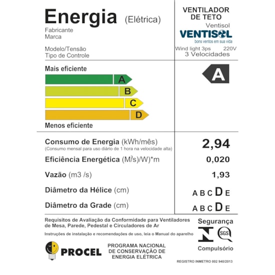 Ventilador Teto Wind Light Ventisol 220V Branco