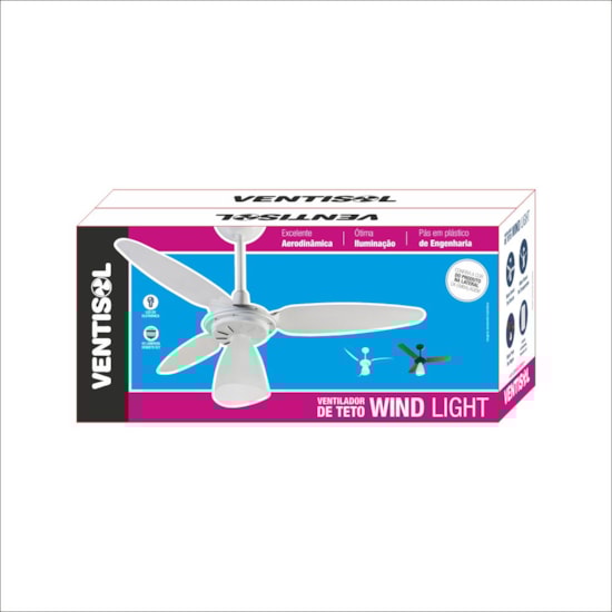 Ventilador Teto Wind Light Ventisol 220V Branco Ventilador Teto Wind Light Ventisol 220V Branco